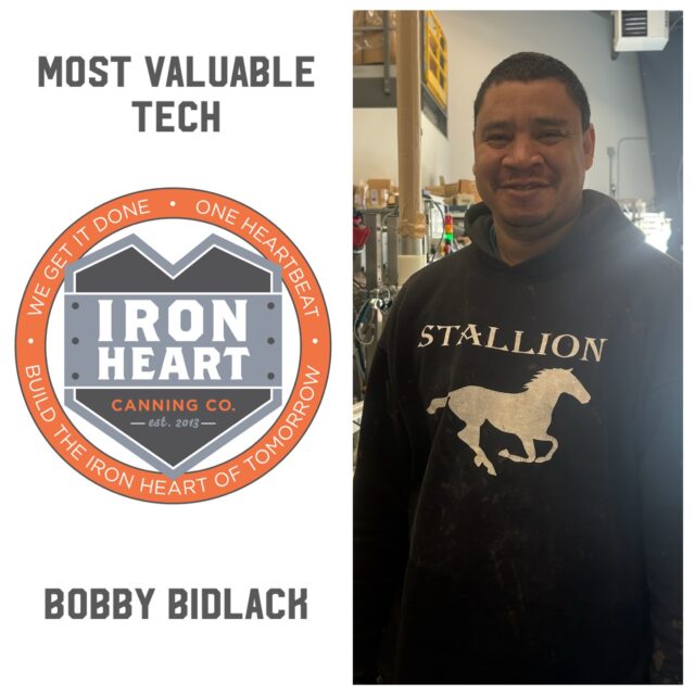 Congrats to our Most Valuable Tech for the month!🍻#IHC #IronHeartCanning #WeGetItDone #employeeappreciation #MobileCanning #beverageindustry